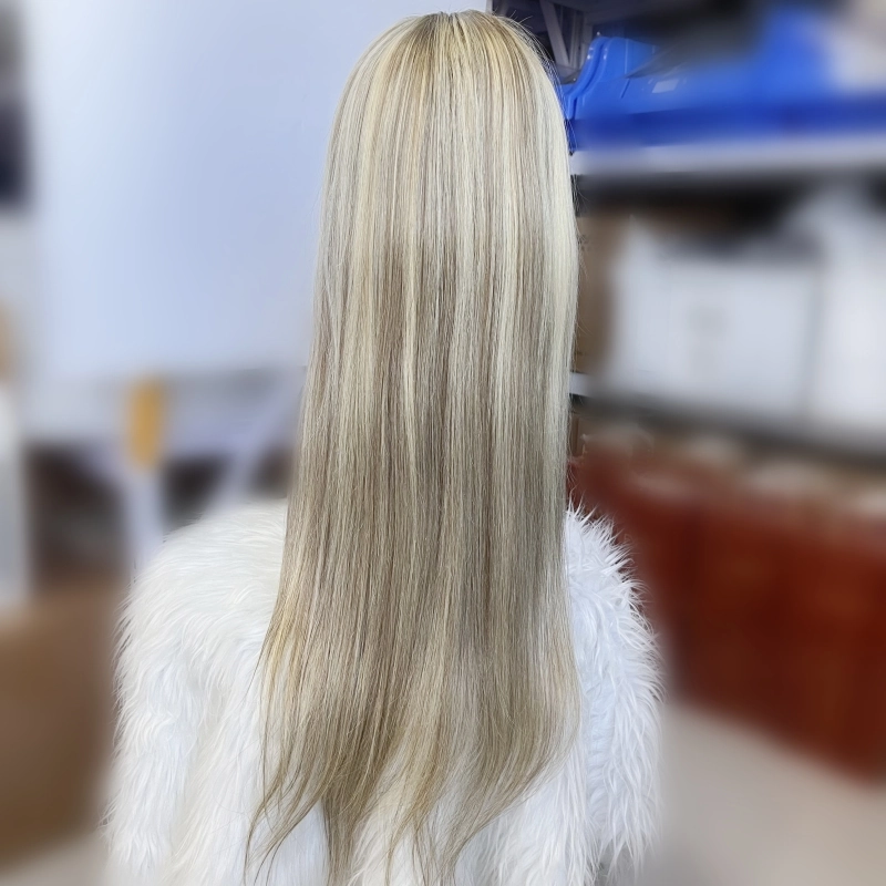 13×6 lace front wig #8c60 blonde  highlight color beautiful stock wig virgin hair YR0044